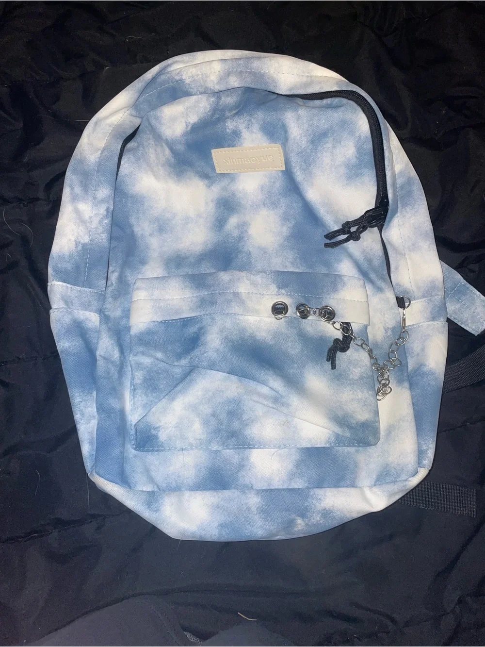 Light Blue Tie-Dye chain grommet Backpack